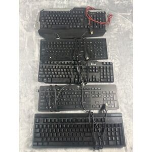 Lot of 5 Wired USB Keyboards Blackweb Dell HP Kensington CyberPowerPC
